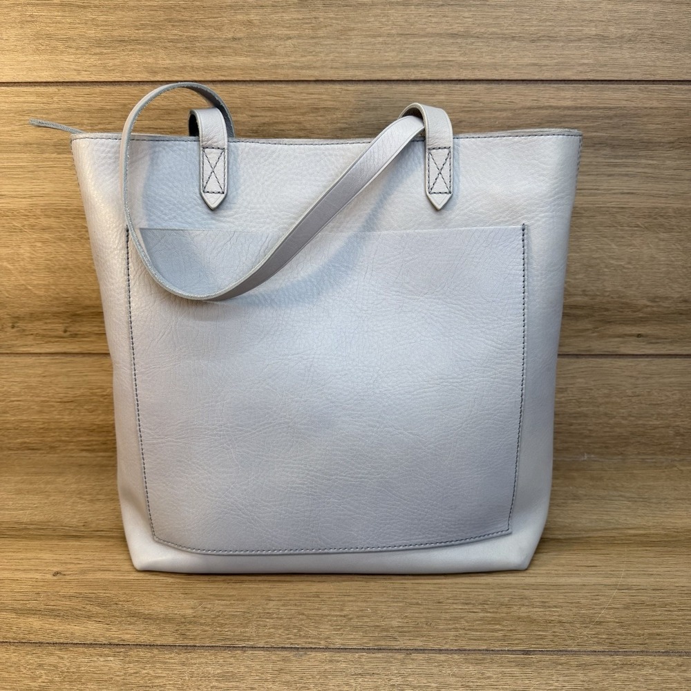 Madewell The Zip-Top Medium Transport Tote Craft Blue Pebbled Leather NWT $178